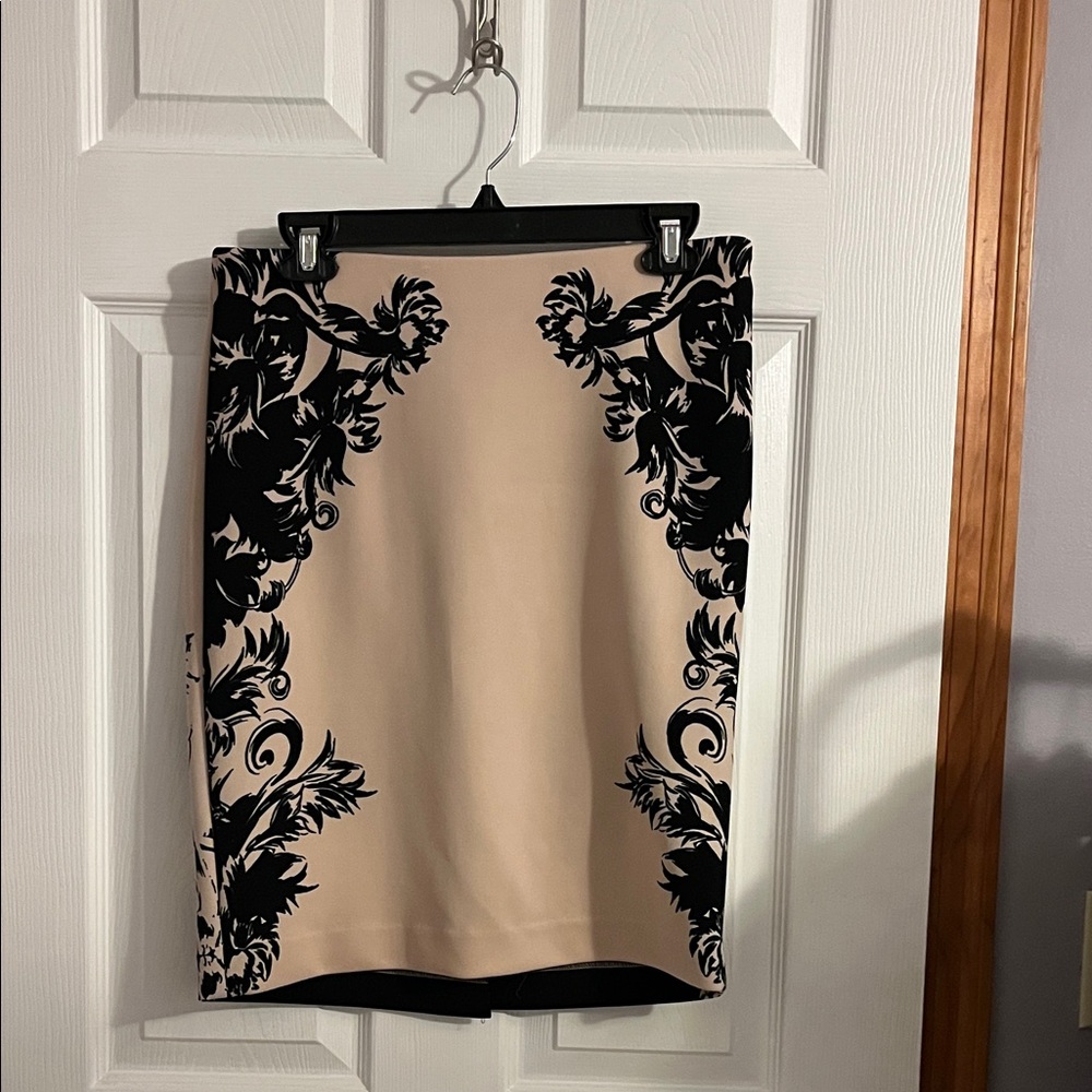 The Limited Black and Blush Floral Pencil Skirt